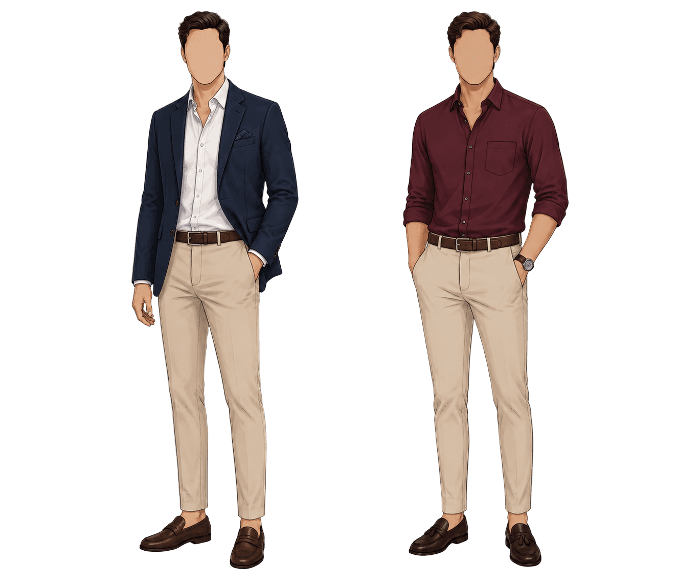 Men's visual attire guide in blue formalwear